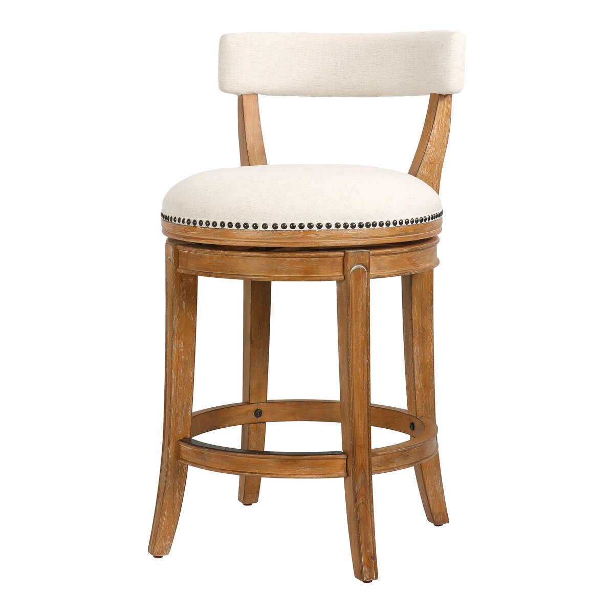 Pasha Wood Swivel Bar Stool with Upholstered Seat and Back