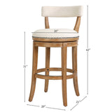 Pasha Wood Swivel Bar Stool with Upholstered Seat and Back
