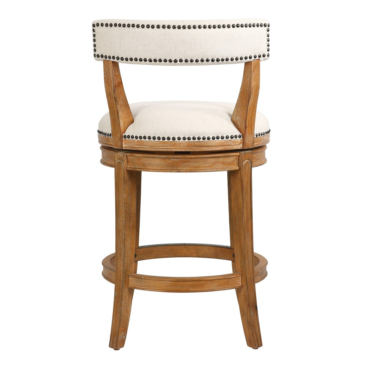 Pasha Wood Swivel Bar Stool with Upholstered Seat and Back