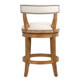 Pasha Wood Swivel Bar Stool with Upholstered Seat and Back