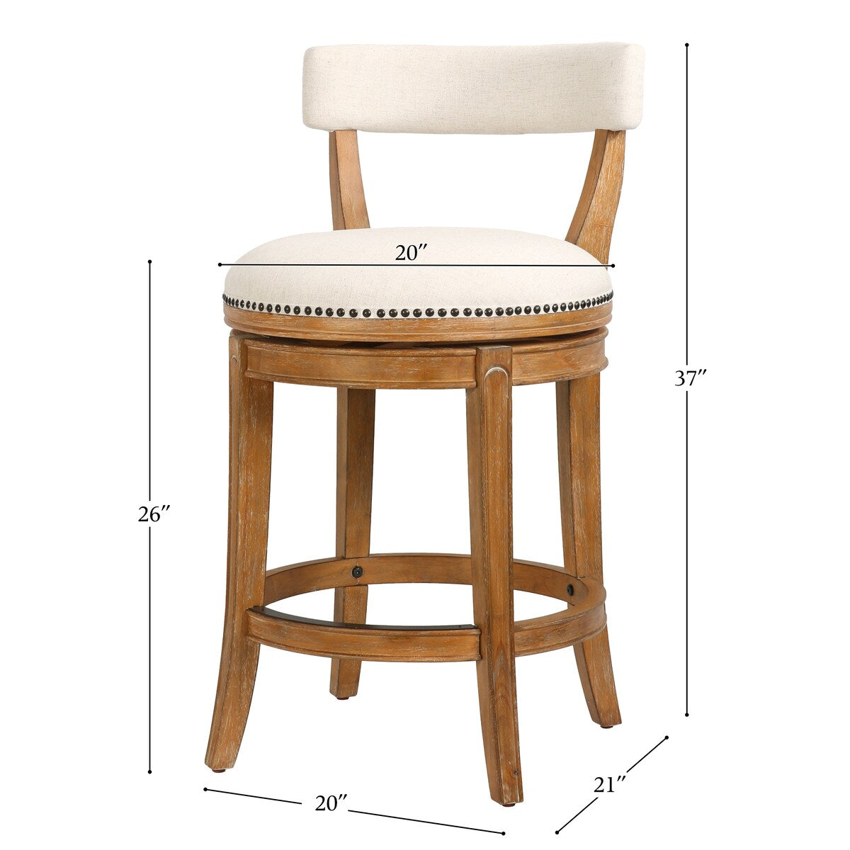 Pasha Wood Swivel Bar Stool with Upholstered Seat and Back