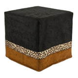 Passion Suede Black/Rust Horizontal 17 Square Foam Ottoman with 2.5 Bobcat Ribbon