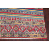 Pastel Color Stripe Super Kazak Geometric Oriental Area Rug Handmade - 9'2" x 11'8"