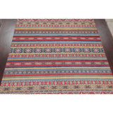 Pastel Color Stripe Super Kazak Geometric Oriental Area Rug Handmade - 9'2" x 11'8"