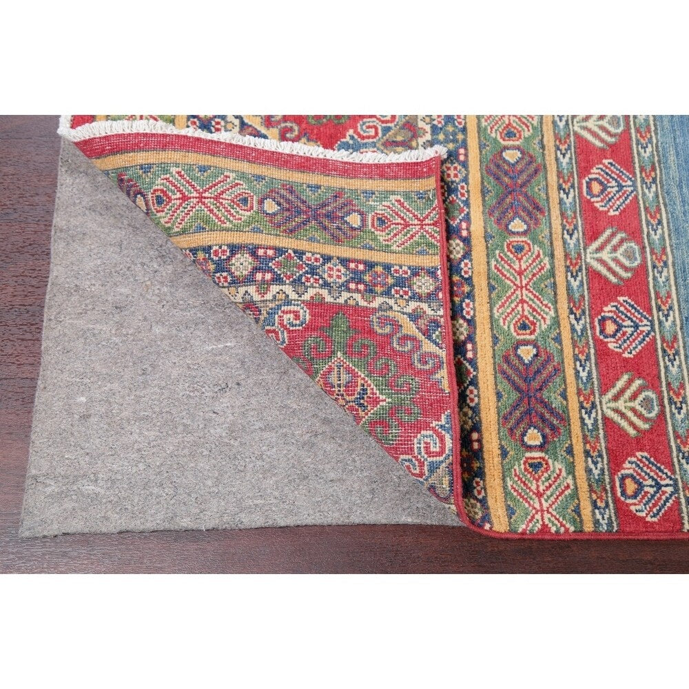 Pastel Color Stripe Super Kazak Geometric Oriental Area Rug Handmade - 9'2" x 11'8"