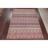 Pastel Color Stripe Super Kazak Geometric Oriental Area Rug Handmade - 9'2" x 11'8"