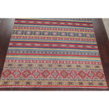 Pastel Color Stripe Super Kazak Geometric Oriental Area Rug Handmade - 9'2" x 11'8"