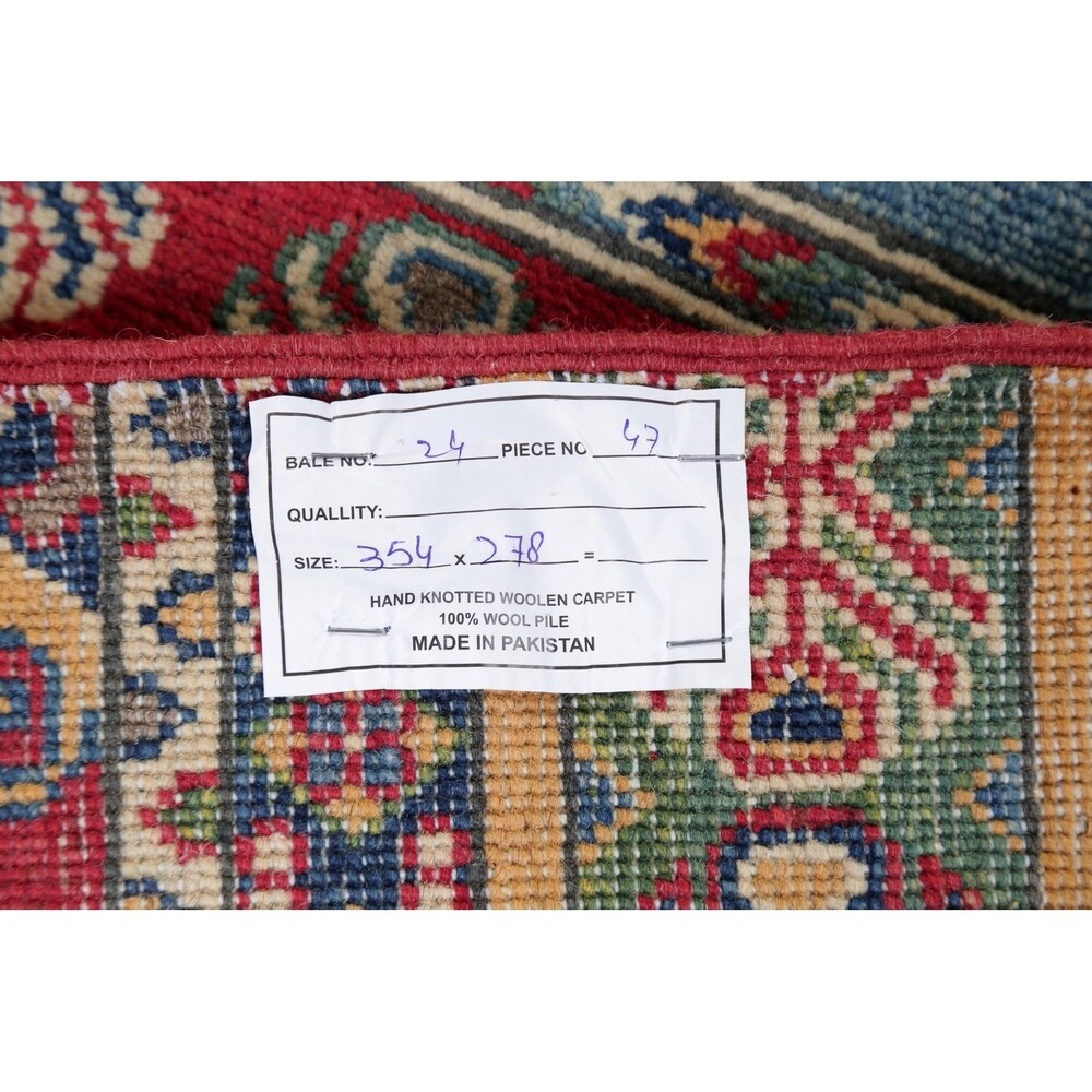Pastel Color Stripe Super Kazak Geometric Oriental Area Rug Handmade - 9'2" x 11'8"