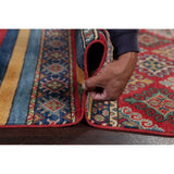 Pastel Color Stripe Super Kazak Geometric Oriental Area Rug Handmade - 9'2" x 11'8"