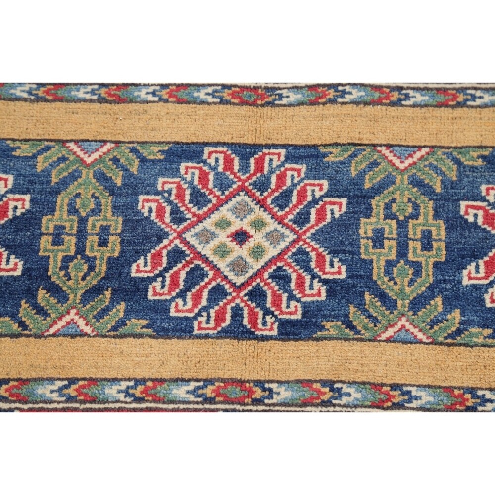 Pastel Color Stripe Super Kazak Geometric Oriental Area Rug Handmade - 9'2" x 11'8"