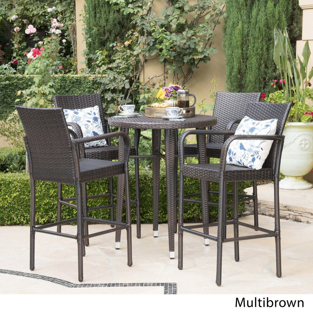 Patina Outdoor 5-piece Wicker 32-inch Round Bar Set by Christopher Knight Home