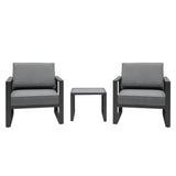 Patio 2 Seat Modern Small Sectional Couches Aluminum Dark Grey Sofa With End Side Coffee Table Outdoor
