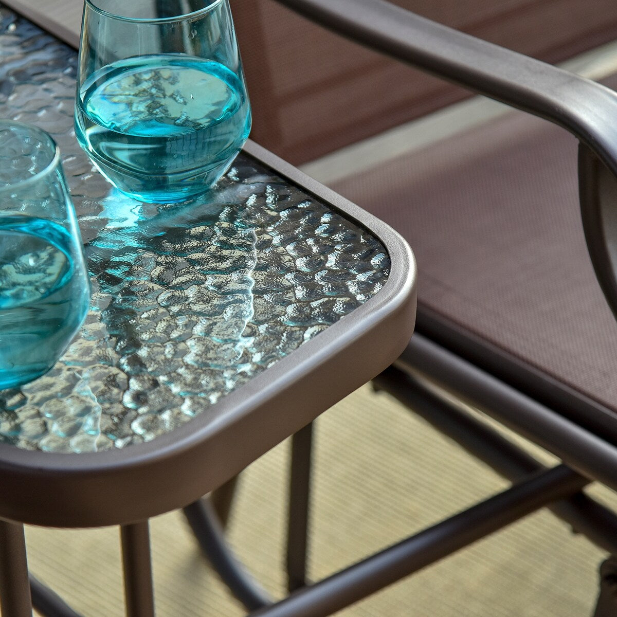 Patio 2-Seat Rocking Chair Swing Loveseat with Coffee Table
