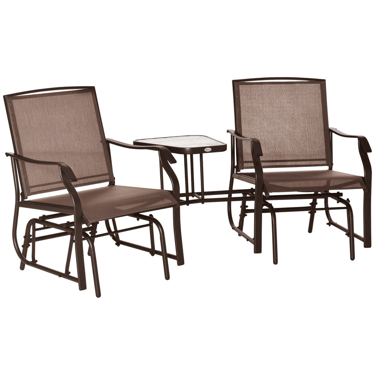 Patio 2-Seat Rocking Chair Swing Loveseat with Coffee Table