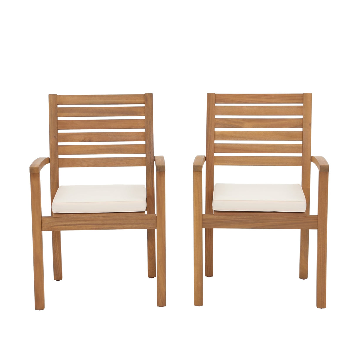 Patio 2-piece Stackable Acacia Wood Dining Chairs
