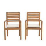 Patio 2-piece Stackable Acacia Wood Dining Chairs