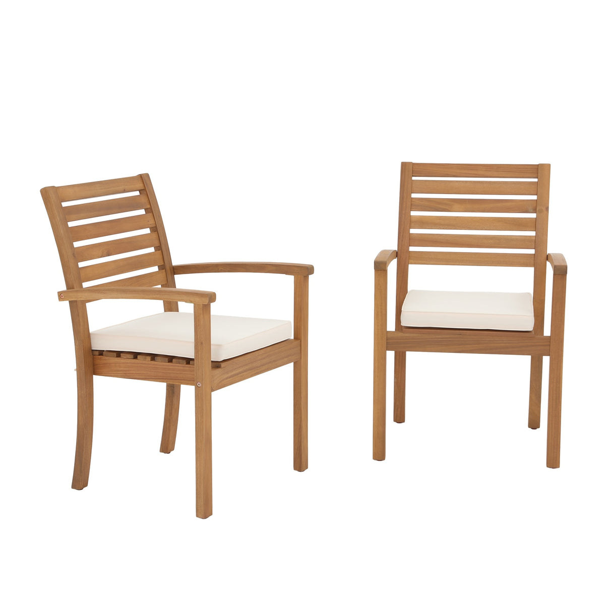 Patio 2-piece Stackable Acacia Wood Dining Chairs