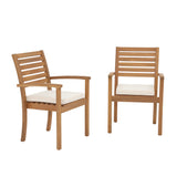 Patio 2-piece Stackable Acacia Wood Dining Chairs