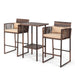 Patio 3-Piece PE Wicker Bar Set with Cushions