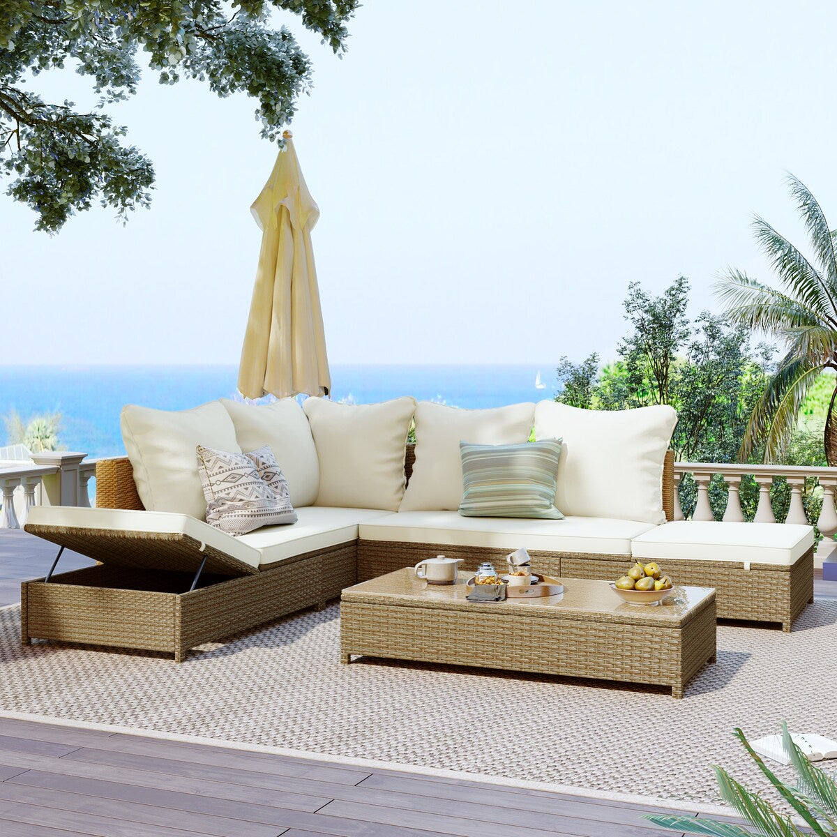 Patio 3-Piece Rattan Sofa Set