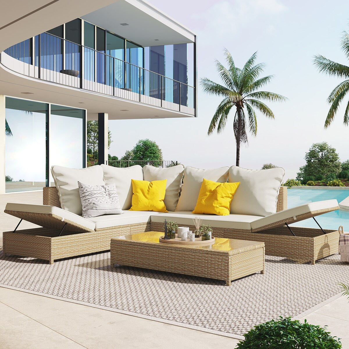 Patio 3-Piece Rattan Sofa Set