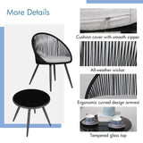 Patio 3 Pieces Cushioned Wicker Bistro Set Rattan Chair Set with Coffee Table