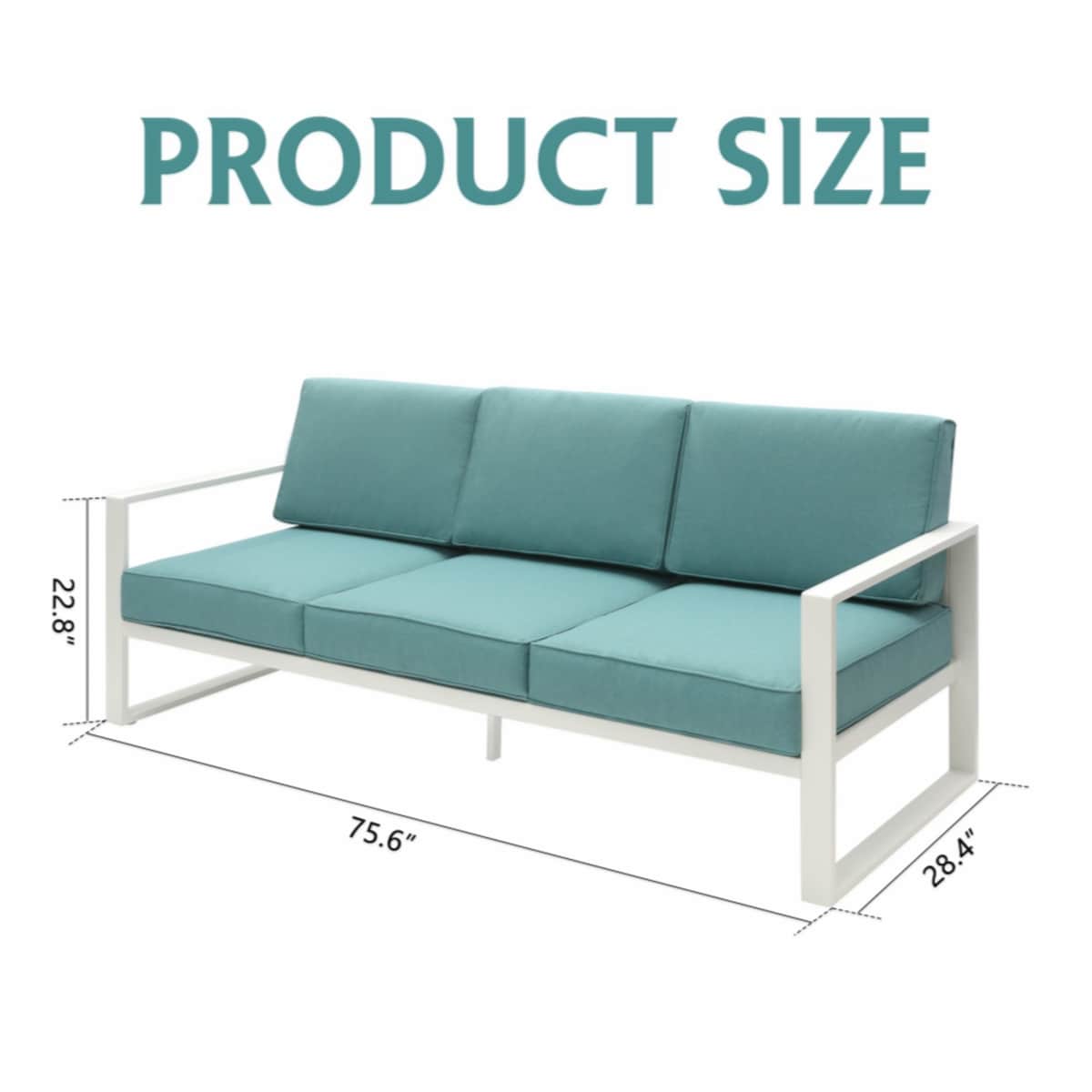 Patio 3 Seater Outdoor Sofa Pool Couch Sofa Chair With Metal Aluminum Furniture