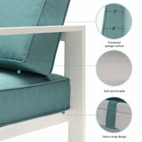 Patio 3 Seater Outdoor Sofa Pool Couch Sofa Chair With Metal Aluminum Furniture