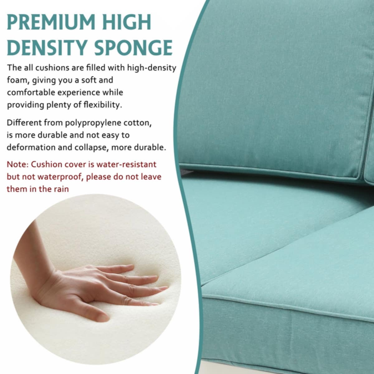 Patio 3 Seater Outdoor Sofa Pool Couch Sofa Chair With Metal Aluminum Furniture