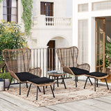 Patio 5-Piece Rattan Conversation Set with Stools