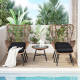 Patio 5-Piece Rattan Conversation Set with Stools