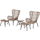 Patio 5-Piece Rattan Conversation Set with Stools