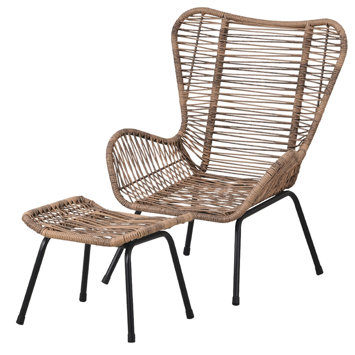 Patio 5-Piece Rattan Conversation Set with Stools