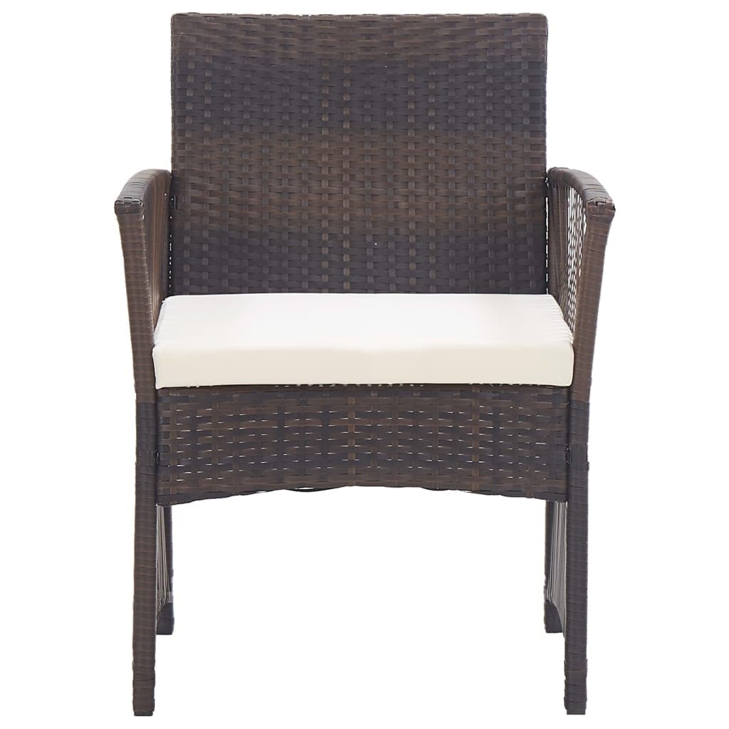 Patio Armchairs with Cushions 2 pcs Brown Poly Rattan