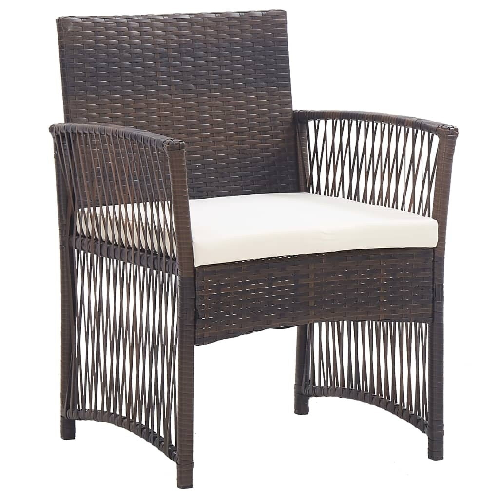 Patio Armchairs with Cushions 2 pcs Brown Poly Rattan