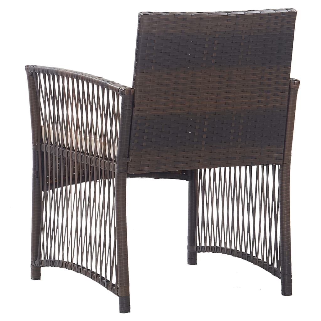 Patio Armchairs with Cushions 2 pcs Brown Poly Rattan