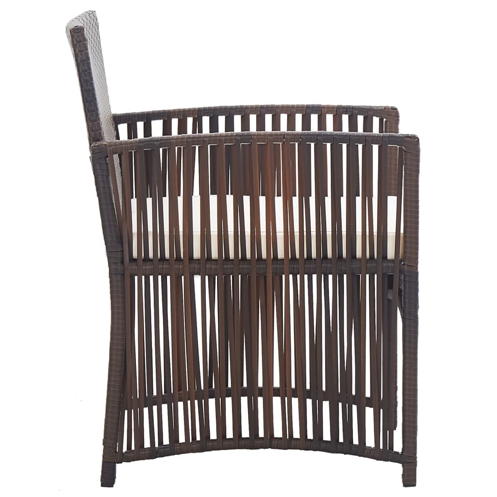Patio Armchairs with Cushions 2 pcs Brown Poly Rattan