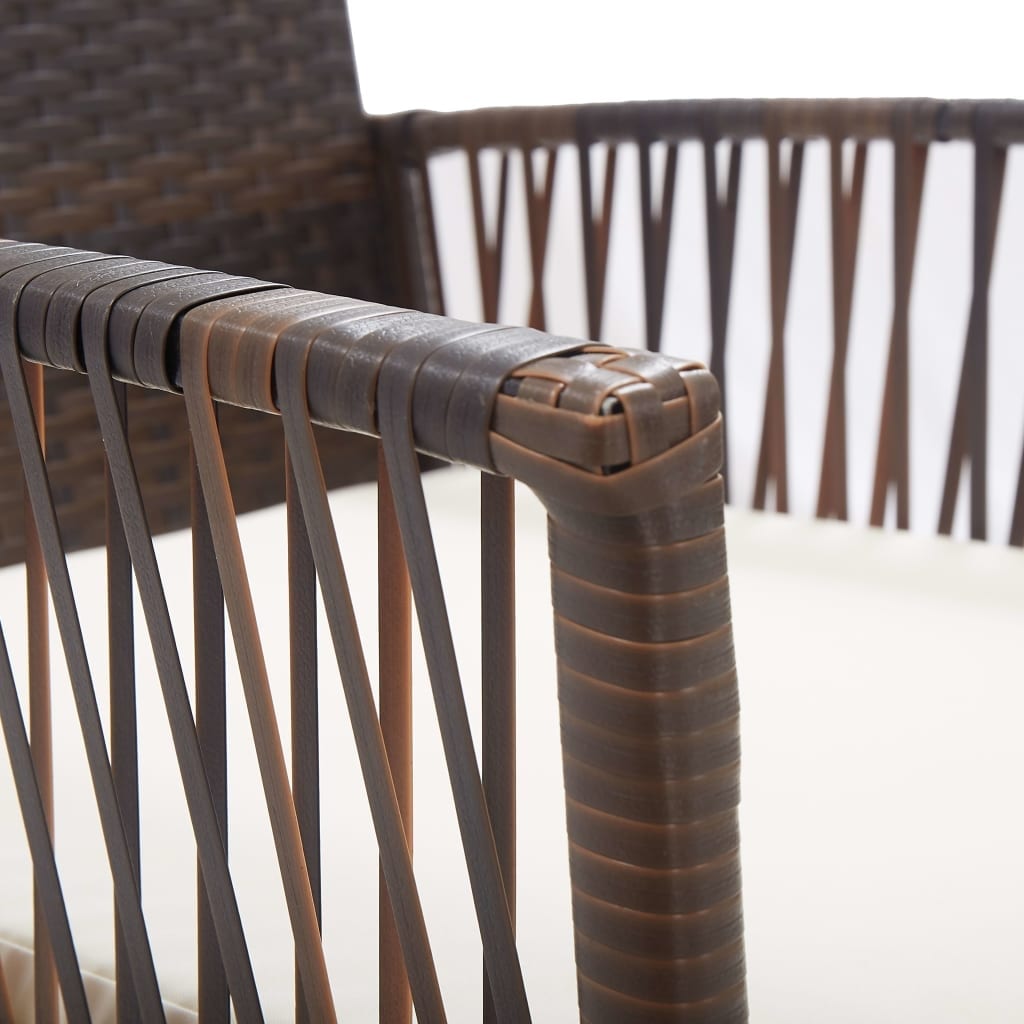 Patio Armchairs with Cushions 2 pcs Brown Poly Rattan