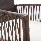 Patio Armchairs with Cushions 2 pcs Brown Poly Rattan