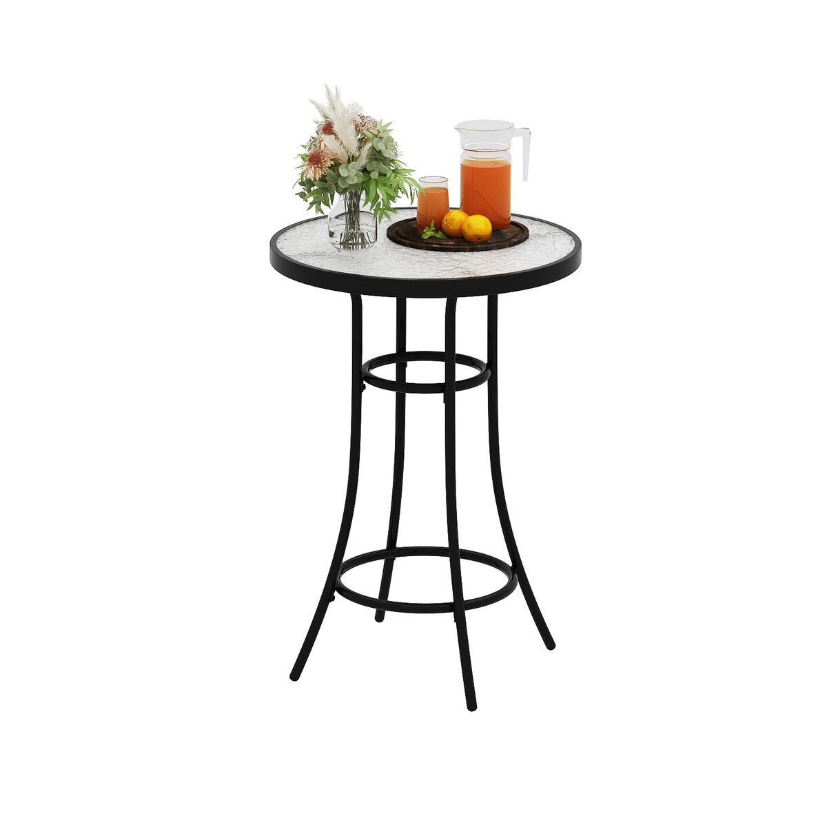 Patio Bistro Table WeatherResistant Black Metal Table Garden, Balcony