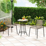 Patio Bistro Table WeatherResistant Black Metal Table Garden, Balcony