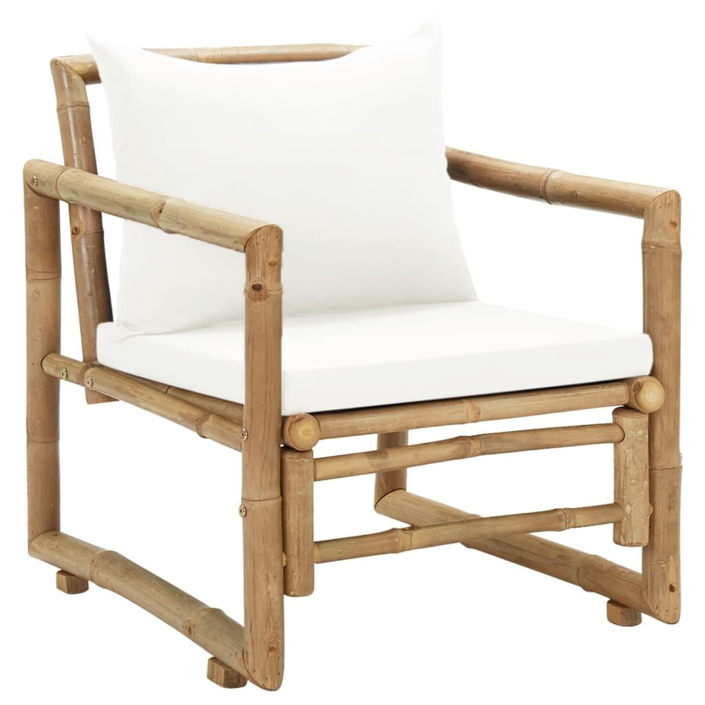 Patio Chairs 2 pcs with Cushions and Pillows Bamboo