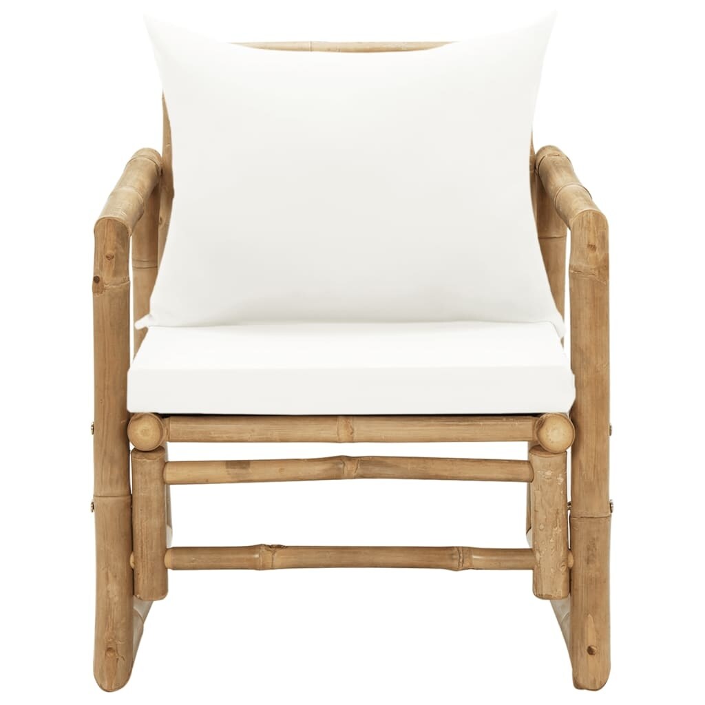 Patio Chairs 2 pcs with Cushions and Pillows Bamboo