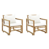 Patio Chairs 2 pcs with Cushions and Pillows Bamboo