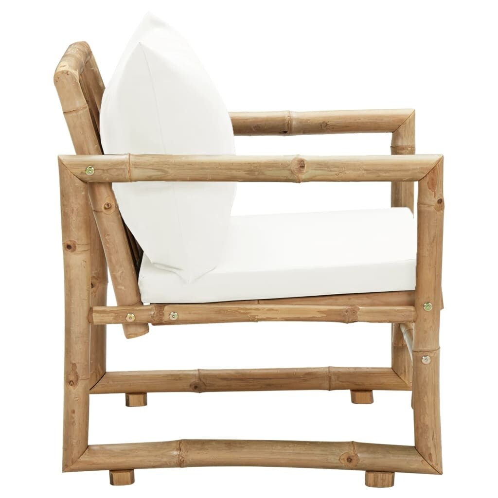 Patio Chairs 2 pcs with Cushions and Pillows Bamboo