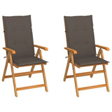 Patio Chairs 2 pcs with Taupe Cushions Solid Teak Wood