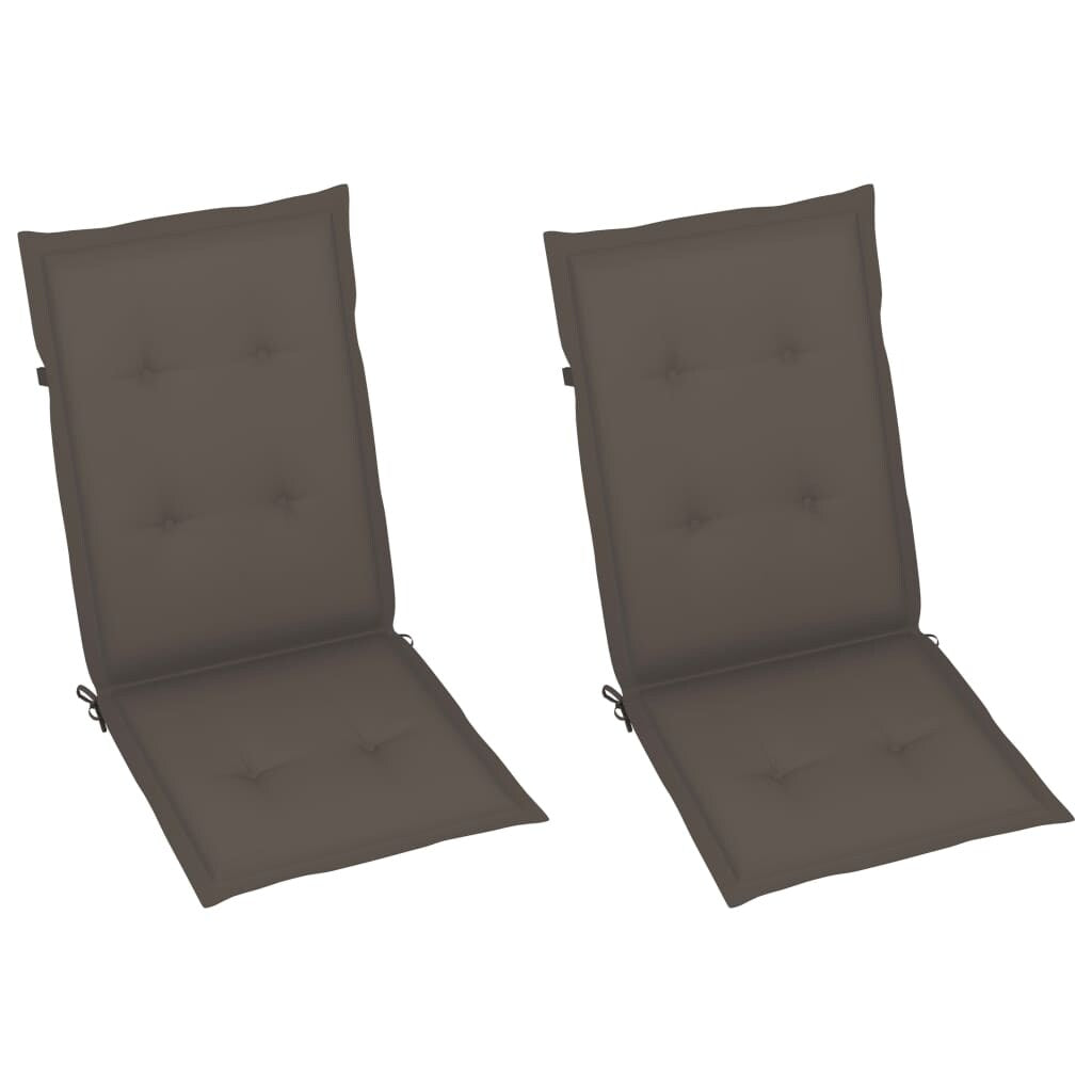 Patio Chairs 2 pcs with Taupe Cushions Solid Teak Wood