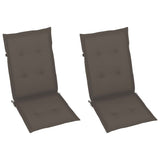 Patio Chairs 2 pcs with Taupe Cushions Solid Teak Wood