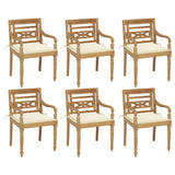 Patio Chairs with Cushions 6 pcs Solid Teak Wood
