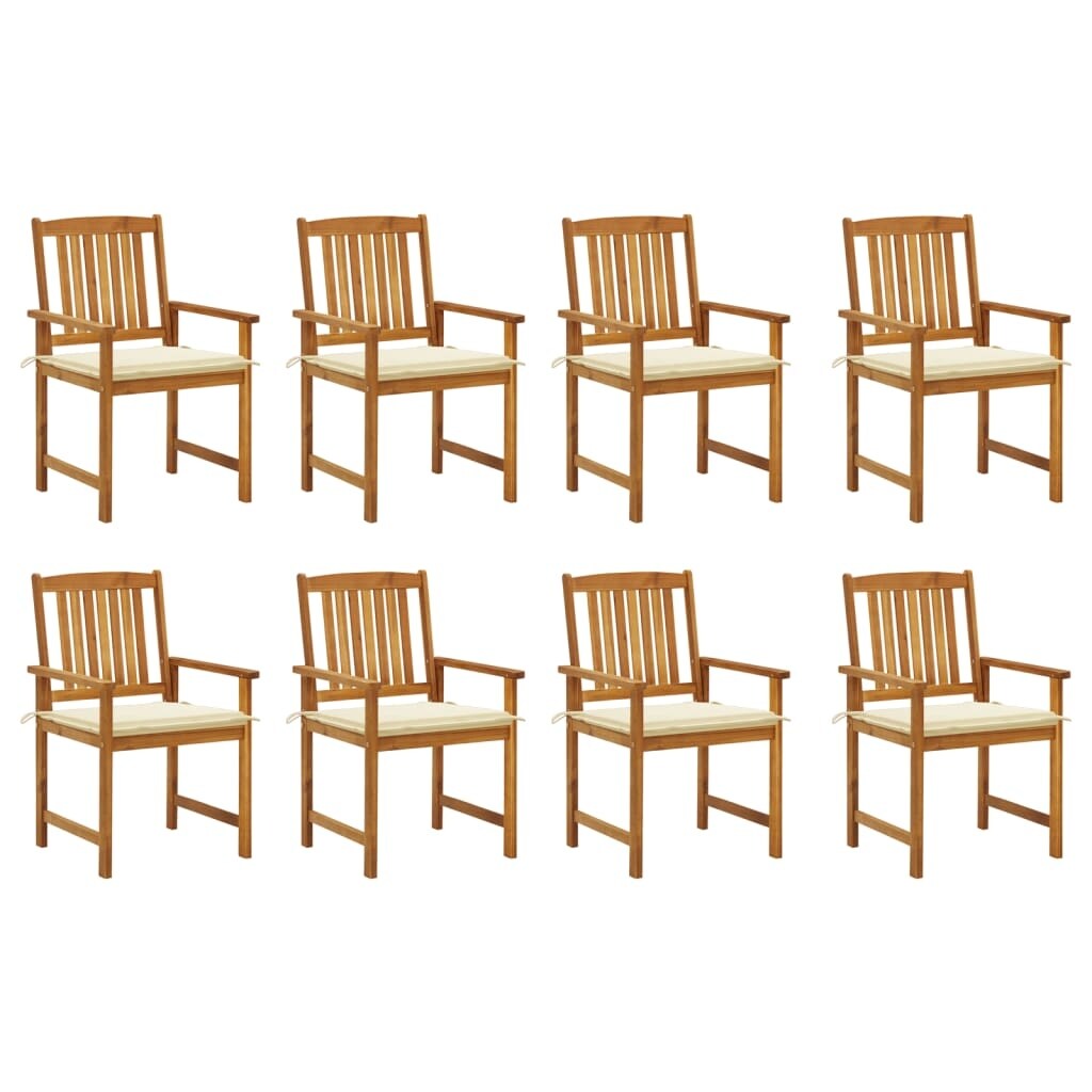 Patio Chairs with Cushions 8 pcs Solid Acacia Wood